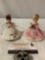 Vintage 2 pc. lot of JOSEF ORIGINALS girls in dresses figurines, approx. 3.5 x 4 in.