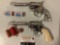 2 pc. lot of vintage MATTEL - Fanner 50 metal toy cap guns / Wester revolver pistols w/ caps, 1 w/