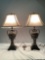 Pair of modern lamps w/ shades, nice condition, tested/working, approx 17 x 23 x 11 in.