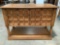 Vintage wood rolling buffet cabinet, approx 45 x 20 x 32 in.