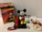 4 pc. lot of vintage Walt Disney - Mickey Mouse: AT&T telephone w/ box, tissue box cover, alarm