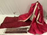 Antique late 1800s RARE Spanish Colonial MATADOR / TOREADOR Bull Fighting spears, flag w/ 2 wood