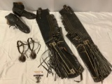 Antique RARE 3 pc. lot of Spanish Colonial GAUCHO parade spurs, leather boots and leather chaps w/