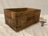 Antique TROJAN High Explosives wood crate w/ printed branding, Trojan Explosives Size: 1 1/4 x 8 ,