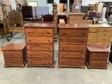 4 pc. set of matching mahogany 5-drawer dressers / 2-drawer nightstands, nice condition