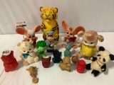 Lot of vintage vinyl / rubber / plastic animal squeak toys / coin banks: Edward Mobley, Ashland