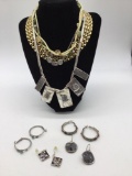 Nice lot of better quality fashion jewelry, 4 necklaces, 4 sets of earrings