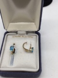 Beautiful pair of 10k gold genuine Blue Topaz earrings