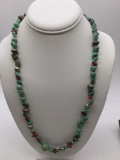 Very nice turquoise and coral necklace w/ silver accents and a marked .925 sterling clasp