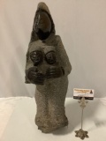 Large African stone carving of mother w/ children, made in Zimbabwe, approx 25 x 9 in.