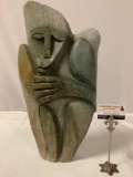 Large African stone figure carving, made in Zimbabwe, approx 11 x 23 x 3 in.