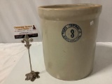 Vintage stoneware ceramic crocks; Pacific Stoneware Portland Or. 3 gal. Approx 10 x 11 in.