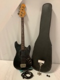 Vintage FENDER Musicmaster Bass electric guitar w/ case, cord, made in USA, serial no. S721353