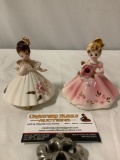 Vintage 2 pc. lot of JOSEF ORIGINALS girls in dresses figurines, approx. 3.5 x 4 in.