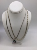 Pair of heavy .925 sterling chains with blown glass pendant over 50 grams with out the glass