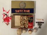 Vintage DUNLOP Sixty Five golf balls, 6 still wrapped, plus collection of tees.