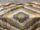 Vintage handmade patchwork quilt / king size bed spread, approx 102 x 88 in.