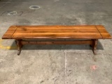 Vintage wood carved bench seat, approximately 17 x 72 x 17 in.