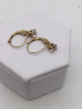 Cute pair of 10k gold and zirconium earrings