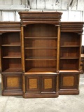 3 pc. Aspenhome lighted library cabinet set, w/ 3 glass shelves, stunning office pieces, nice cond.