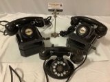 3 pc. lot of antique telephones: Western Electric rotary dial, 2x hand crank direct line desk phone,