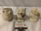 3 pc. lot of vintage animal shaped ceramic creamers / pitchers; Smiley, Puss n Boots, approx 6 x 4