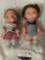 2 pc. lot of 1988 vintage vinyl Campbell Soup Kids Boy /Girl 10 inch dolls w/ tags / mailers,