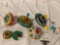 Lot of vintage tin tops spinning toys; Ohio Art, Walt Disney, Ten Little Indians, wood top -