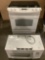 GE Profile range oven model no. JS900WK3WW and overhead Microwave oven. Sold as is.