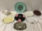 20 pc. lot of vintage/modern serving platters, kitchen bowls, pink / black chip n dip ceramic set.