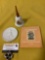 3 pc. lot of vintage Goebel M.I. Hummel collectibles; bell, book, collectors club member coaster