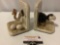 Vintage handpainted ceramic QQ ostrich bookends, made in Japan, approx 5 x 6 x 4 in.