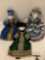 3 pc. lot of vintage Russian Porcelain Dolls w/ hand painted faces and fur hats, see pics.