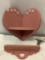 2 pc. lot of pink painted wood display shelves w/ heart shaped design, approx. 12 x 15 in.