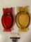 2 pc. lot of vintage Viking Glass owl shaped ashtrays, approx 5 x 9 in.