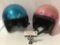 2 pc. lot vintage / retro motorcycle helmets; sparkle blue Harley Davidson size XL, sparkle pink
