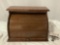 Vintage wood desktop rolltop desk organizer, approx 18 x 12 x 12 in.