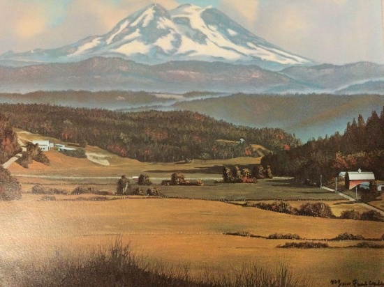 Vintage hand signed #ed mountain scene art print by Paul Chalk, 1980, 408/3000