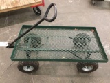 Garden cart wagon w/ steel frame / rubber tires, approx 38 x 20 x 32 in.