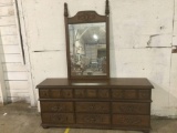 Nine drawer bedroom dresser with mirror real wood, mirror does not have mounting rails.