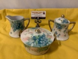 3 pc. Antique NIPPON handpainted tea set, approx 6 x 5 x 3 in.