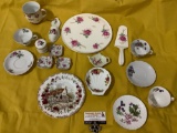 17 pc. lot of vintage fine china table setting w/ floral patterns