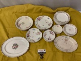 Lot of vintage plates/bowls; Homer Laughlin - Virginia Rose saucer, The Paden City Pottery USA and