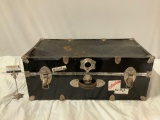 Vintage Trunk / chest with Leather handle showing heavy wear, approx 30 x 16 x 13 in.