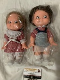 2 pc. lot of 1988 vintage vinyl Campbell Soup Kids Boy /Girl 10 inch dolls w/ tags / mailers,