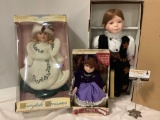 3 pc. lot of porcelain dolls; Show-Stoppers Inc - Kyle, Animated Musical Fine Bisque Porcelain Doll,