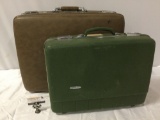 2 pc. vintage luggage / suitcase lot: Forecast - plastic, Escort American - vinyl, shows wear.