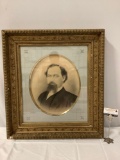 Large antique gilt framed portrait of a gentleman by OB Jacob, frame shows wear, approximately 29 x