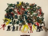 Lot of plastic army men toy figures, scuba divers, many styles/ sizes. Approx 2 x 2 in.