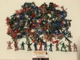 Lot of plastic army men toy figures, police officers, firemen, cowboys, many styles/ sizes.